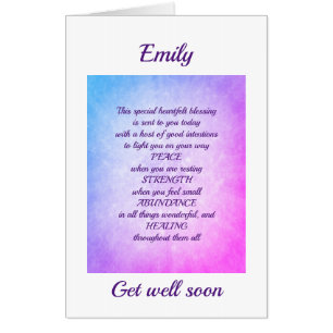Large purple stars add name design Get Well Card