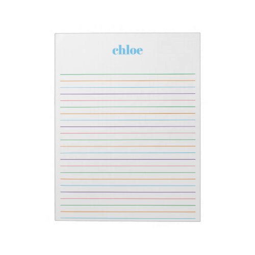 Large Rainbow Lined Personalized  Notepad