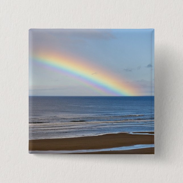 Large rainbow over the Pacific Ocean at Pinback Button (Front)