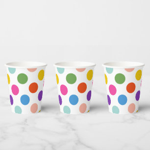 Large Rainbow Polka Dot Pattern Paper Cups