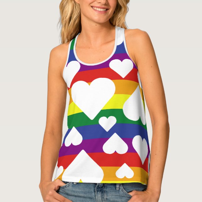 Large Rainbow Printed Vest/Tank Tank Top (Front)