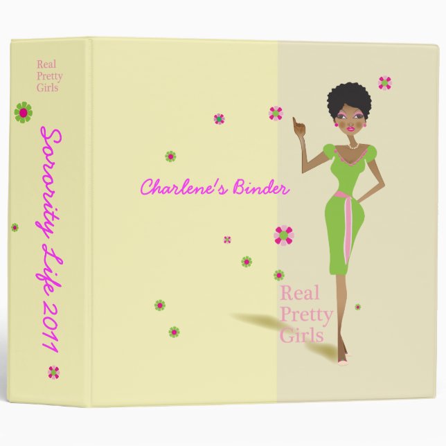 Large Real Pretty Pink and Green Binder (Front/Spine)