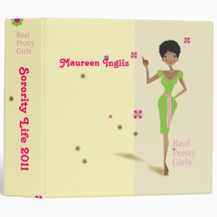 Large Real Pretty Pink and Green Sorority Binder