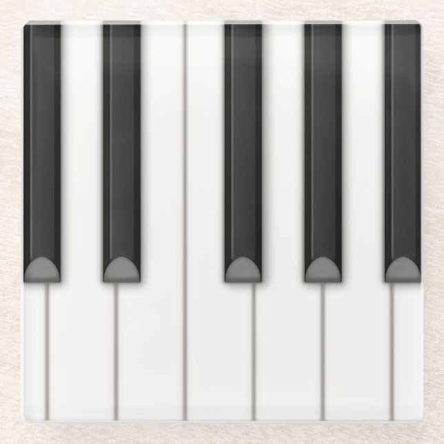 Large Realistic Piano Keys Customizable Music Glass Coaster (Front)