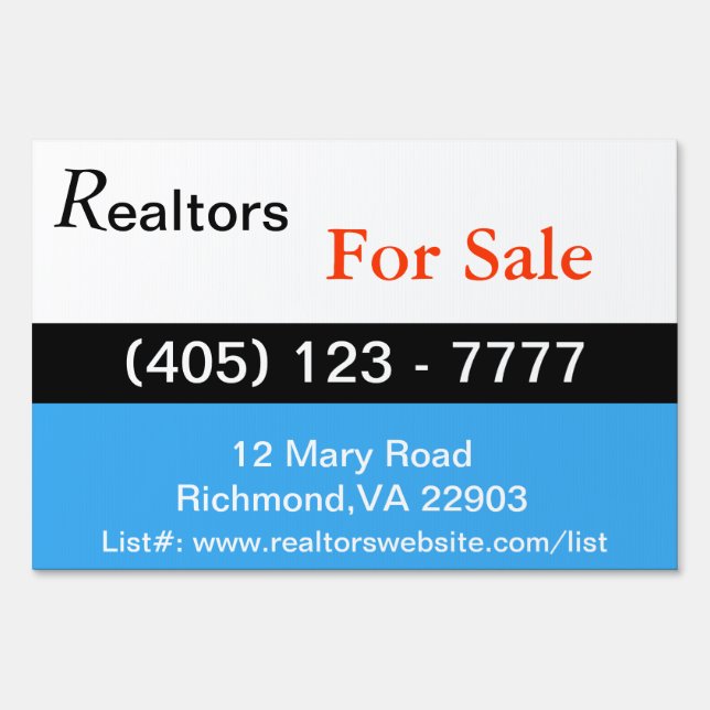 large realtor house for sale yard sign (Front)