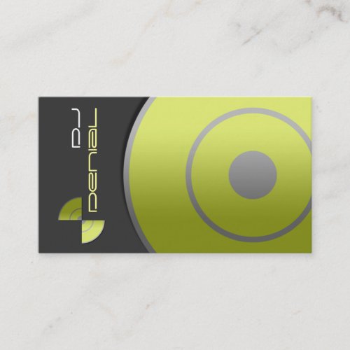Large Record Yellow DJ Business Card