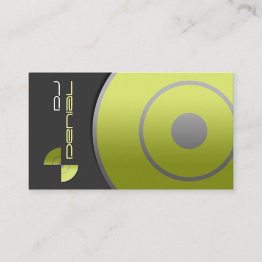 Customizable Large Record Yellow DJ Business Card