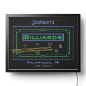 Large Rectangular Billiards Pool LED Sign Man Cave (Lights Off)