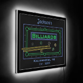 Large Rectangular Billiards Pool LED Sign Man Cave (Angle)
