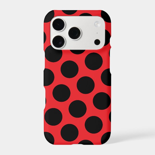 Large Red and Black Polka Dot Pattern Iphone Case (Back)