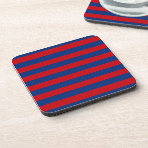 Large Red and Blue Horizontal Stripes Beverage Coaster