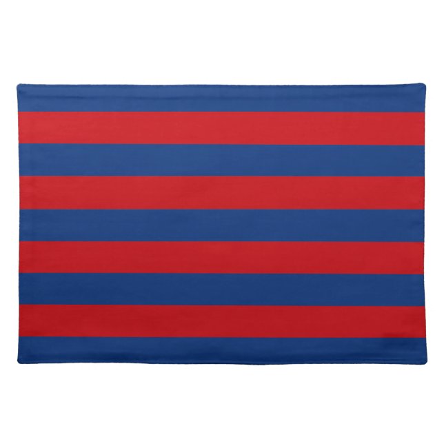 Large Red and Blue Horizontal Stripes Cloth Placemat (Front)