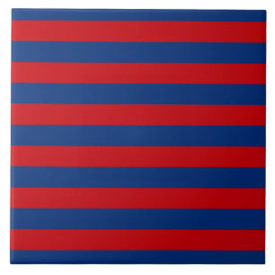 Large Red and Blue Horizontal Stripes Tile
