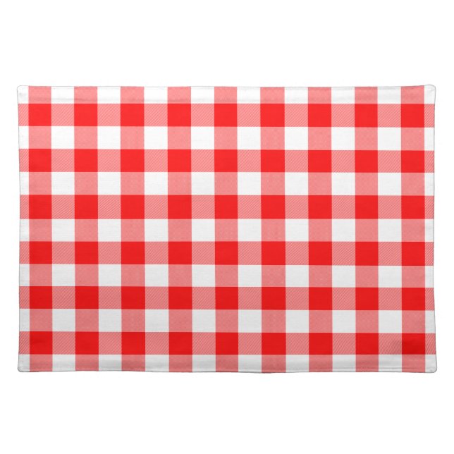 Large Red and White Gingham Checks Cloth Placemat (Front)