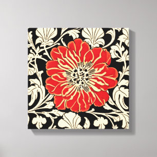 Large Red Art Nouveau Flower Canvas Print