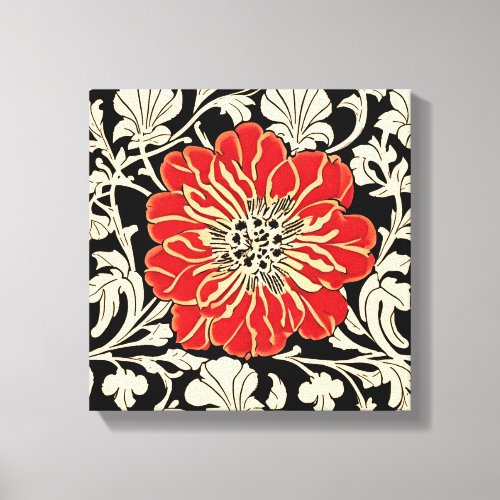 Large Red Art Nouveau Flower  Canvas Print