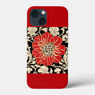 Large Red Art Nouveau Flower iPhone 13 Mini Case