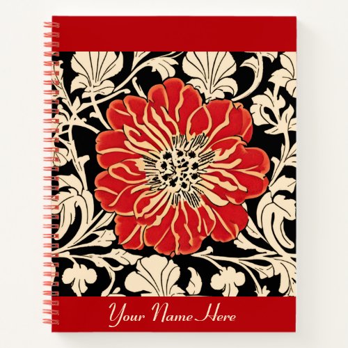 Large Red Art Nouveau Flower Journal 