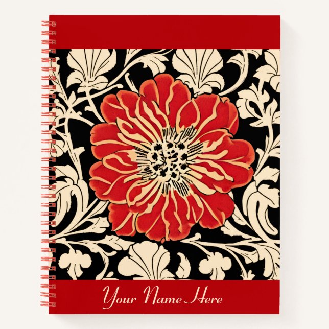 Large Red Art Nouveau Flower Journal  (Front)