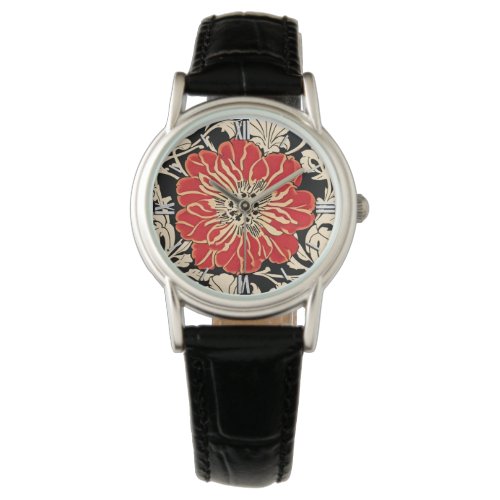 Large Red Art Nouveau Flower Watch