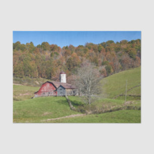 Large Red Barn with a Smaller Gray Barn Friend Tissue Paper