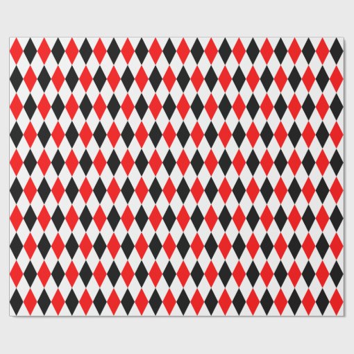 Large Red, Black and White Harlequin Wrapping Paper | Zazzle