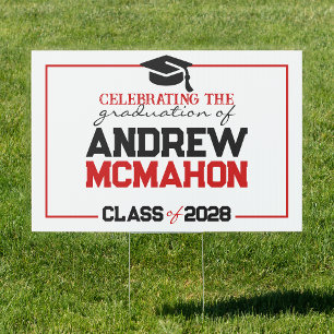 Large Red & Black Graduation Party Yard Sign