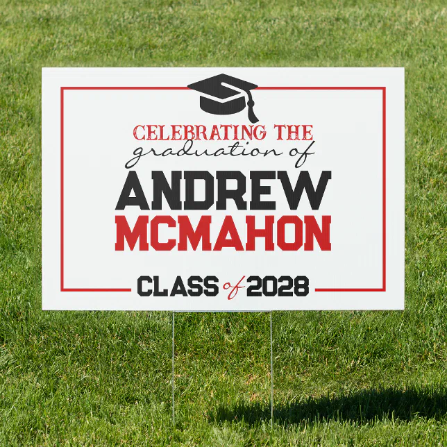 Large Red & Black Graduation Party Yard Sign | Zazzle