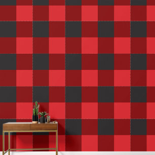 Large Red Buffalo Plaid Wallpaper