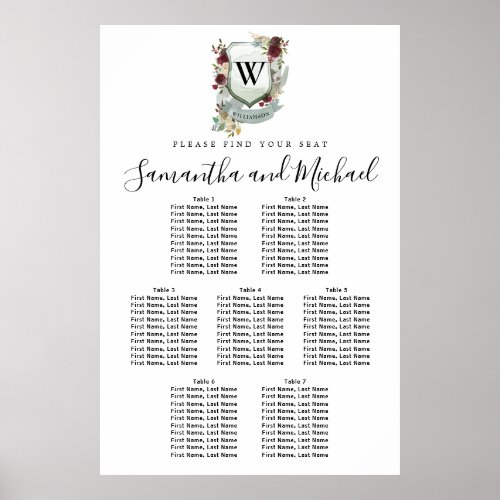 Large Red Floral Crest 7_Table Seating Chart