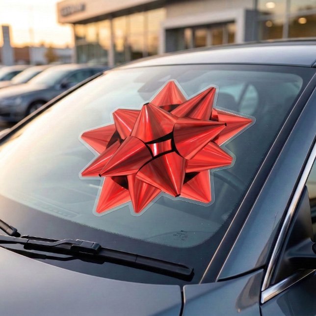 Large Red Gift Bow Window Cling (The ultimate red bow for your biggest surprises.)