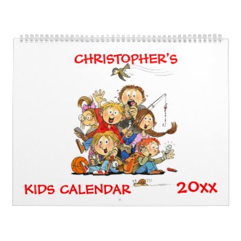 Large Red Kids Calendar Funny Calendar For Kids by online_store at Zazzle