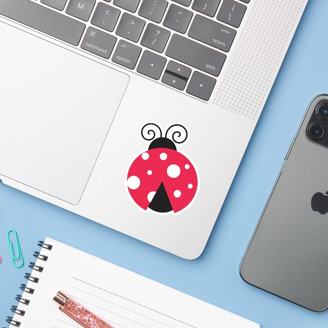 Large Red Ladybug Sticker (Laptop w/ iPhone)