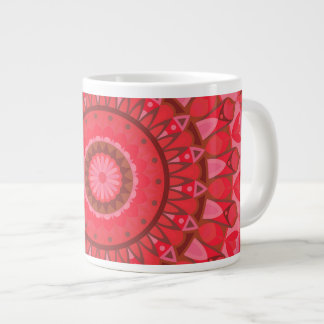 Large Red Mandala Warm Boho Pattern Cozy Gift Giant Coffee Mug