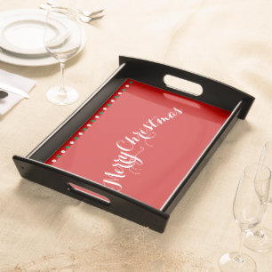 Large Red Merry Christmas Serving Trays