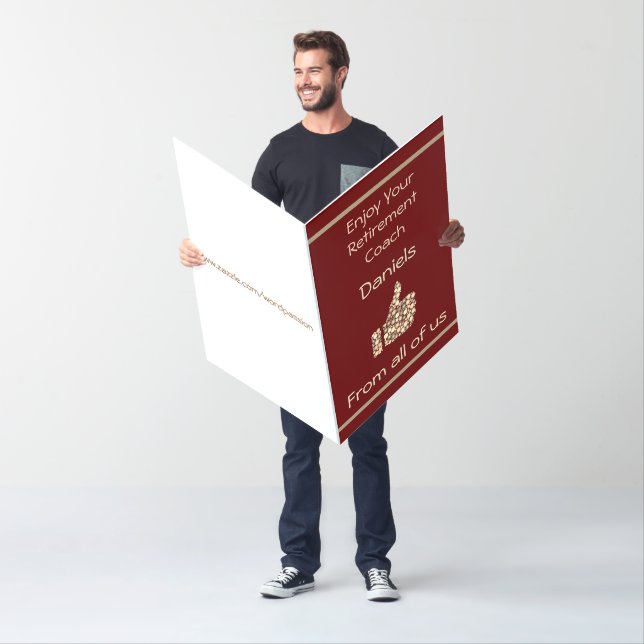 Large Red personalised Coach Retirement Card (In Situ)