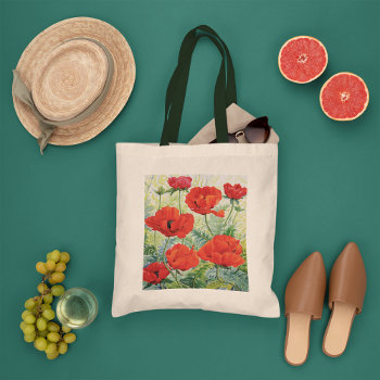 Large Red Poppies Tote Bag by BridgemanStudio at Zazzle