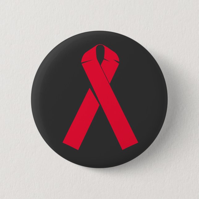 Large Red Ribbon for AIDS Awareness Pinback Button (Front)