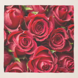 Large Red Roses Luxury Chiffon Scarf