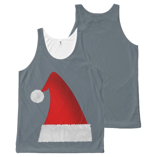 Large Red Santa Christmas Hat All-Over-Print Tank Top (Front and Back)