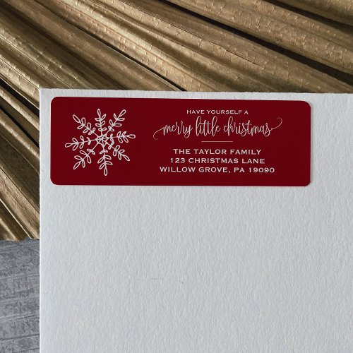 Large Red Snowflake Christmas Label