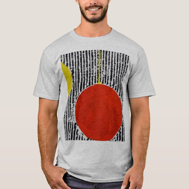 Large Red Sun Spot with black stripes T-Shirt (Front)