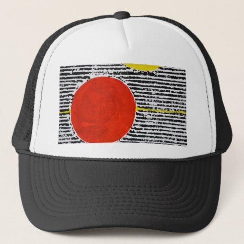 Large Red Sun Spot with black stripes Trucker Hat