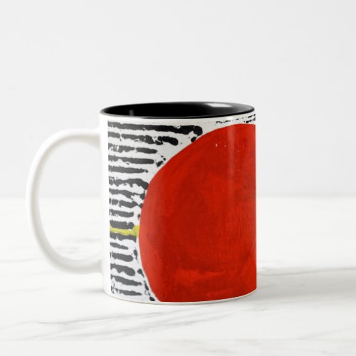Large Red Sun Spot with black stripes Two_Tone Coffee Mug