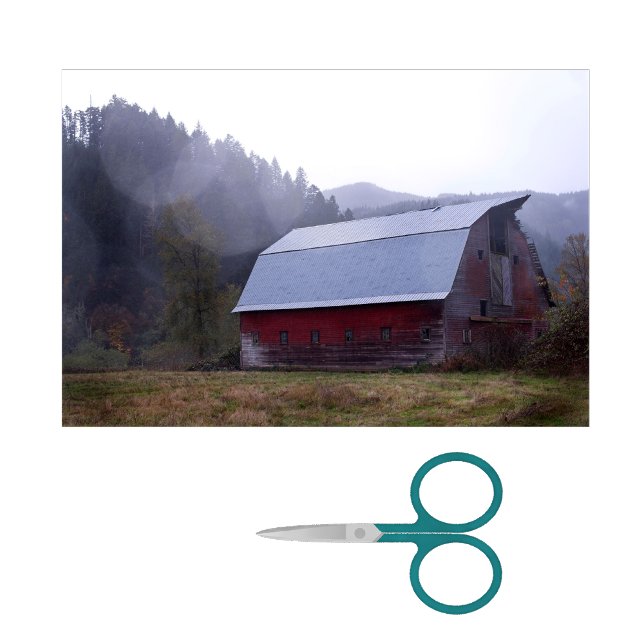 Large Red Weathered Barn with a Misty Forest  Tissue Paper (Creator Uploaded)