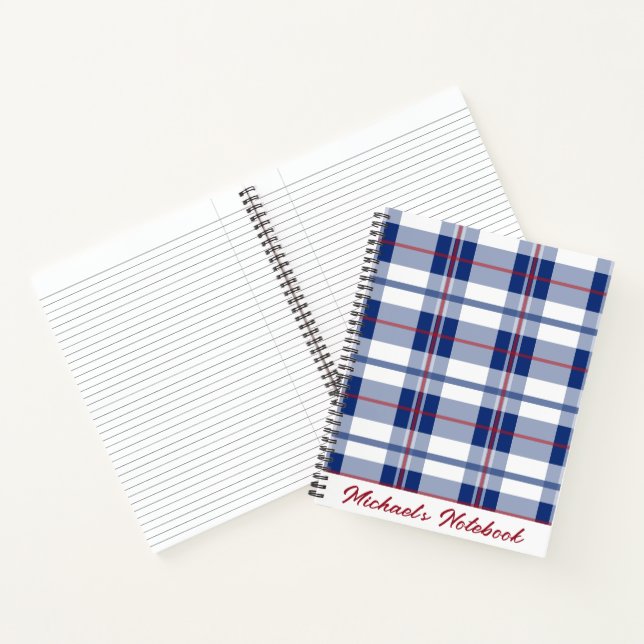 Large, Red, White & Blue Plaid Notebook (Inside)