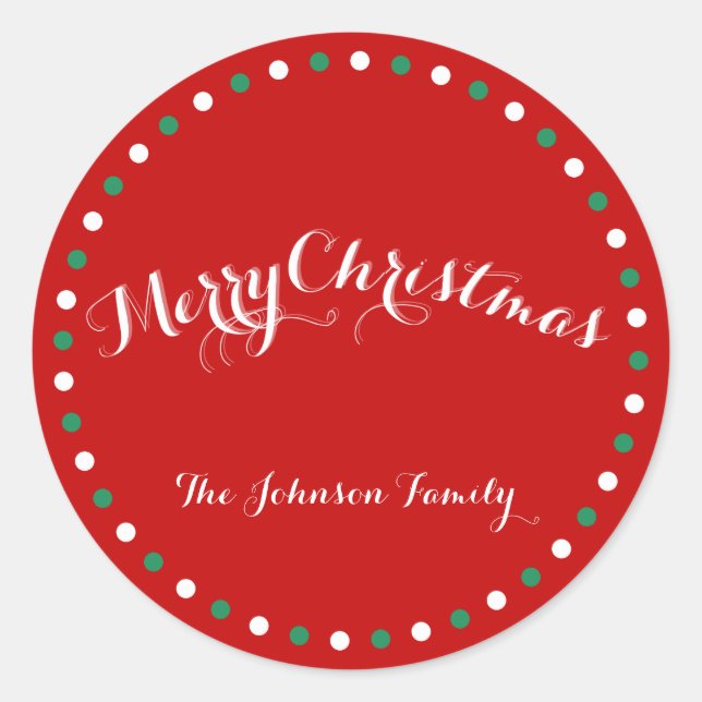 Large Red White Green Custom Christmas Stickers (Front)