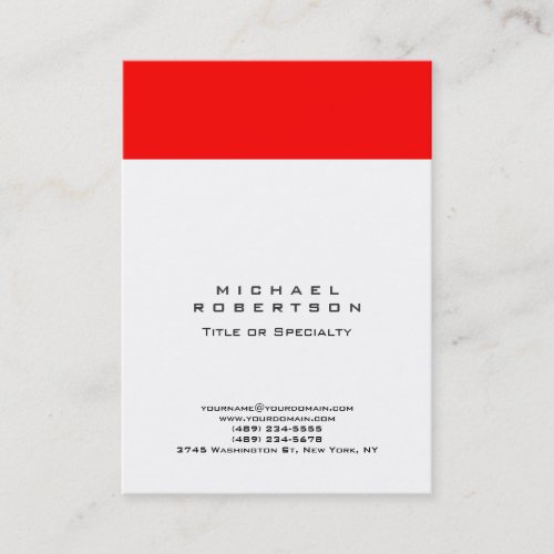 Large Red White Monogram Professional Minimalist Business Card