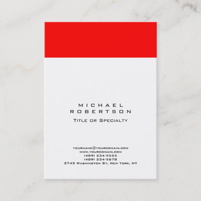 Large Red White Monogram Professional Minimalist Business Card (Front)