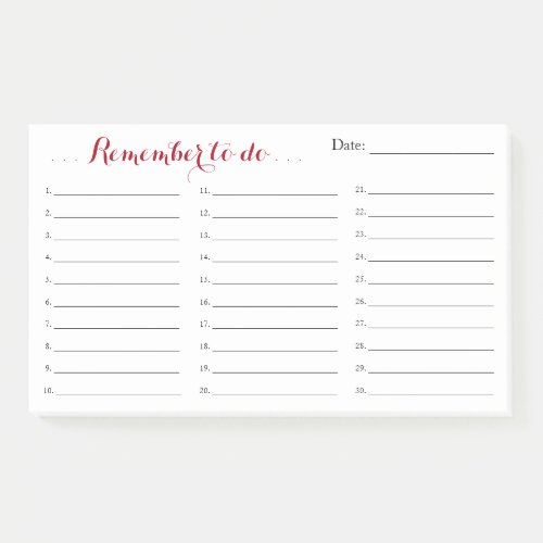 Large Remember To Do List Organizer with Date Post_it Notes